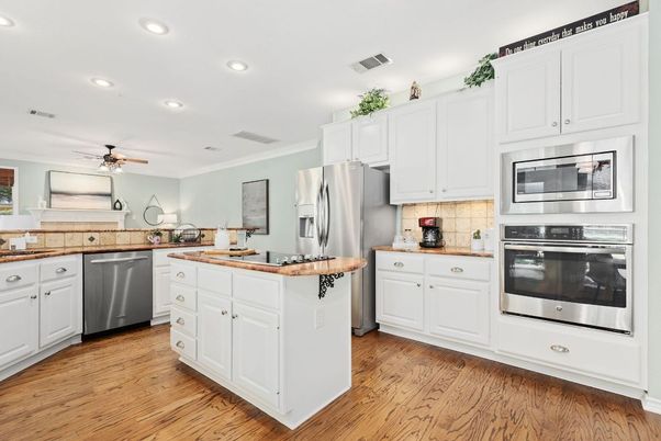 Interior, Kitchen, Recessed Lighting, Wood Texture Flooring
