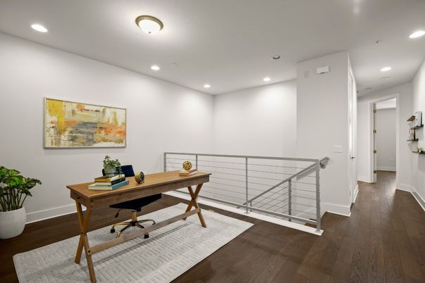 Home Office, Interior, Recessed Lighting, Wood Texture Flooring