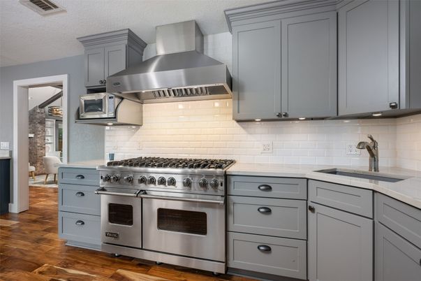 Interior, Kitchen, Stainless Steel Appliances, Wood Texture Flooring