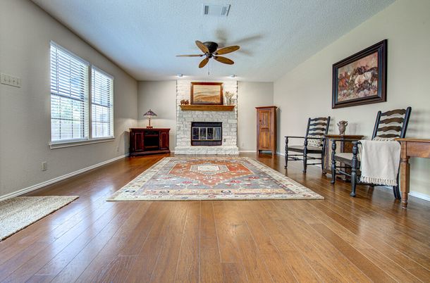 Dining room, Fireplace, Interior, Wood Texture Flooring