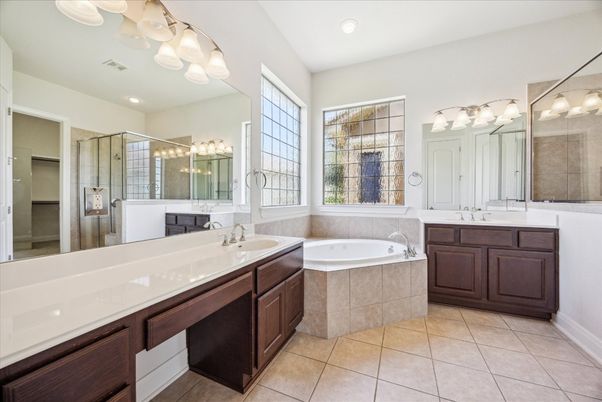 Bathroom, Dual Sink Vanities, Glass Shower, Interior, Recessed Lighting