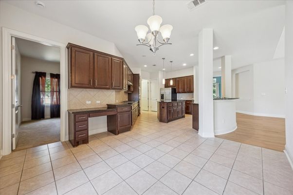 Chandelier, Interior, Kitchen, Recessed Lighting, Wood Texture Flooring
