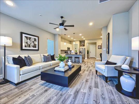 Interior, Kitchen, Living room, Pendant Lights, Recessed Lighting, Stainless Steel Appliances, Wood Texture Flooring