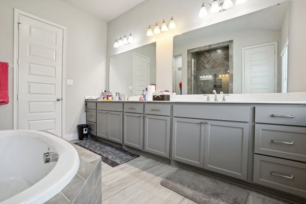 Bathroom, Dual Sink Vanities, Interior, Wood Texture Flooring