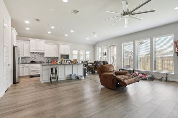 Dining room, Interior, Kitchen, Recessed Lighting, Wood Texture Flooring