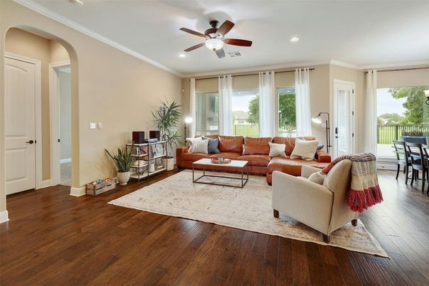Interior, Living room, Recessed Lighting, Wood Texture Flooring