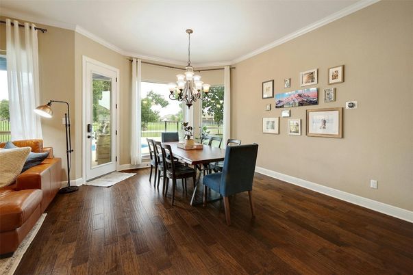 Chandelier, Dining room, Interior, Wood Texture Flooring