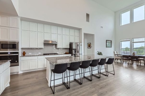 Dining room, Interior, Kitchen, Stainless Steel Appliances, Wood Texture Flooring
