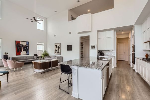 Interior, Kitchen, Living room, Recessed Lighting, Wood Texture Flooring