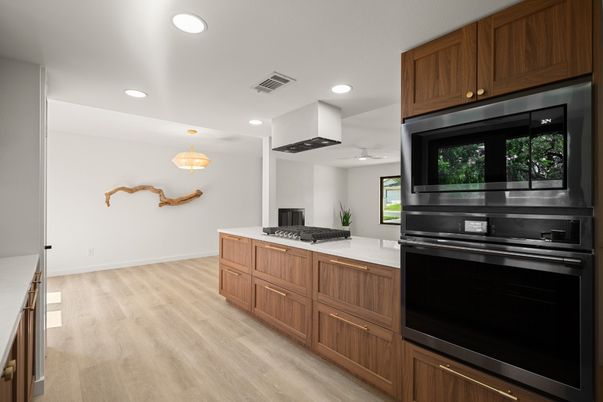 Interior, Kitchen, Pendant Lights, Recessed Lighting, Wood Texture Flooring