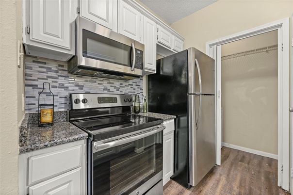Interior, Kitchen, Stainless Steel Appliances, Wood Texture Flooring