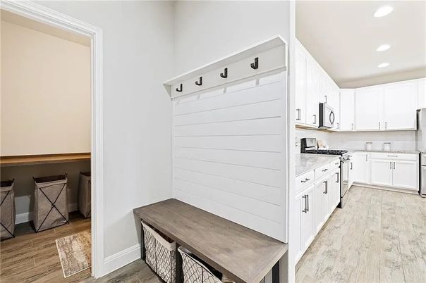 Interior, Kitchen, Recessed Lighting, Wood Texture Flooring