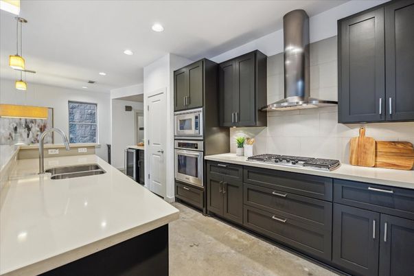 Interior, Kitchen, Pendant Lights, Recessed Lighting, Stainless Steel Appliances