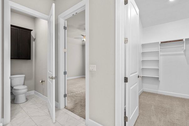 Bathroom, Interior, Marble, Recessed Lighting, Walk-in Closets