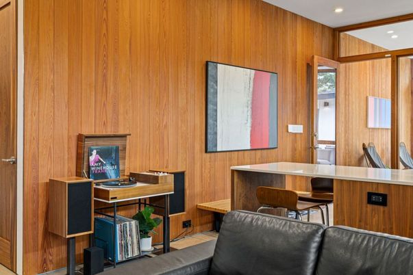Home Office, Interior, Recessed Lighting, Wooden Walls