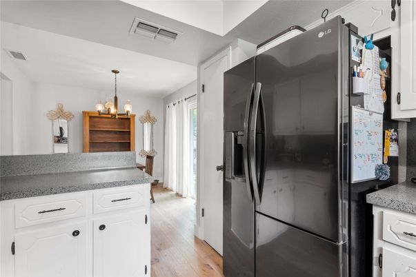 Interior, Kitchen, Pendant Lights, Wood Texture Flooring