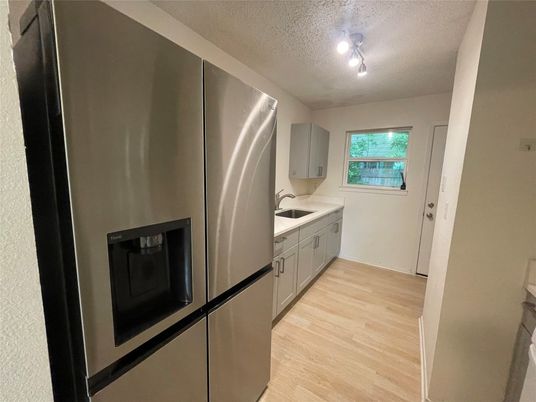 Interior, Kitchen, Stainless Steel Appliances, Wood Texture Flooring
