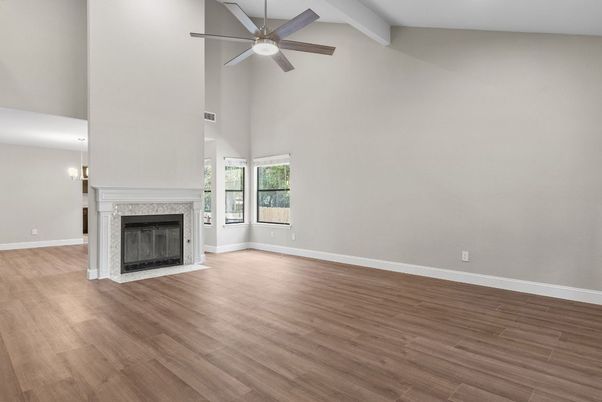 Empty room, Fireplace, Interior, Wood Texture Flooring