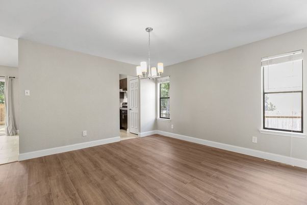 Chandelier, Empty room, Interior, Wood Texture Flooring