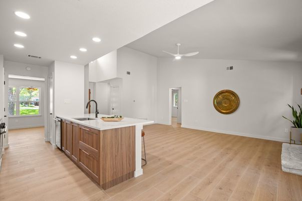 Interior, Kitchen, Recessed Lighting, Wood Texture Flooring