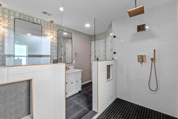 Bathroom, Glass Shower, Interior, Recessed Lighting