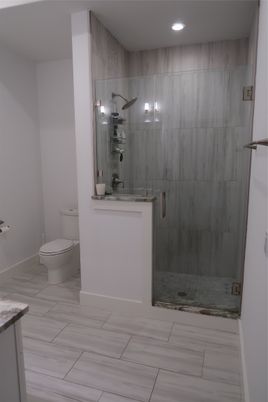 Bathroom, Glass Shower, Interior, Recessed Lighting