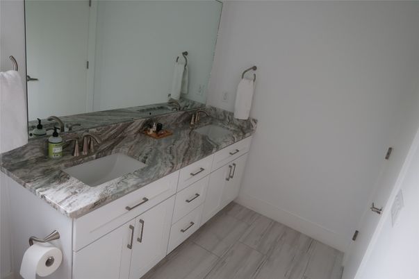 Bathroom, Dual Sink Vanities, Interior, Wood Texture Flooring
