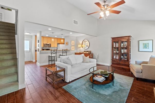 Interior, Kitchen, Living room, Pendant Lights, Recessed Lighting, Stainless Steel Appliances, Wood Texture Flooring