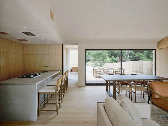 Dining room, Interior, Kitchen, Recessed Lighting, Wood Texture Flooring
