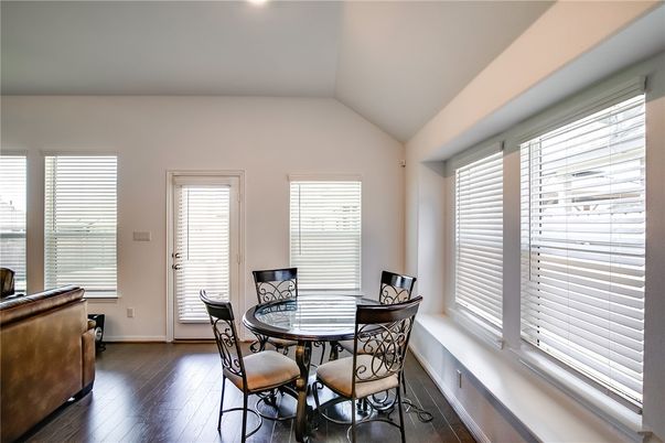 Dining room, Interior, Recessed Lighting, Wood Texture Flooring