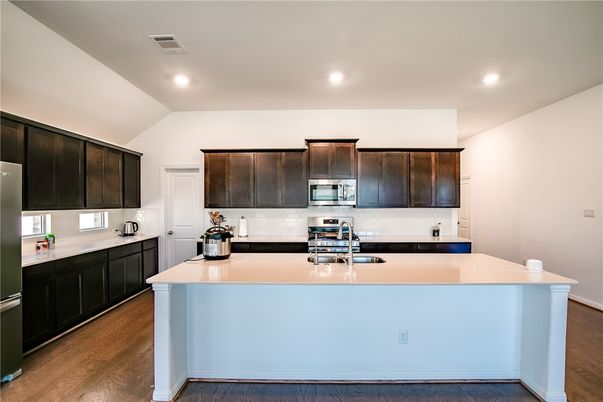 Interior, Kitchen, Recessed Lighting, Wood Texture Flooring
