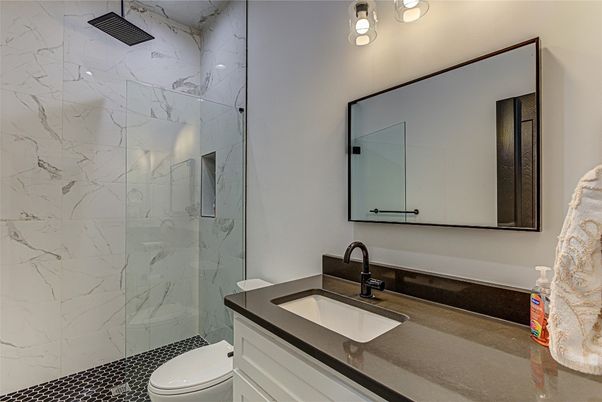 Bathroom, Glass Shower, Interior, Marble Walls