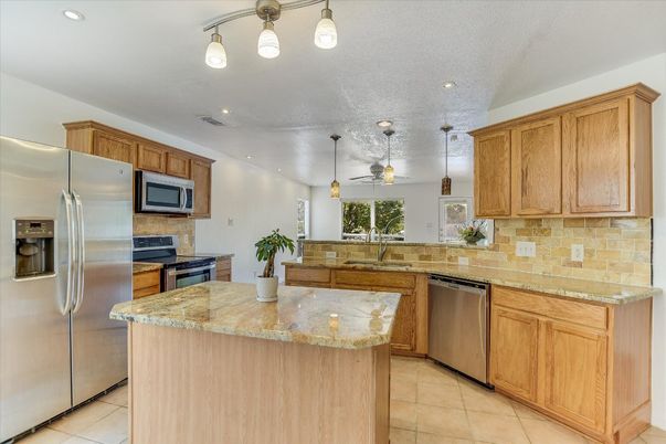 Interior, Kitchen, Pendant Lights, Recessed Lighting, Stainless Steel Appliances
