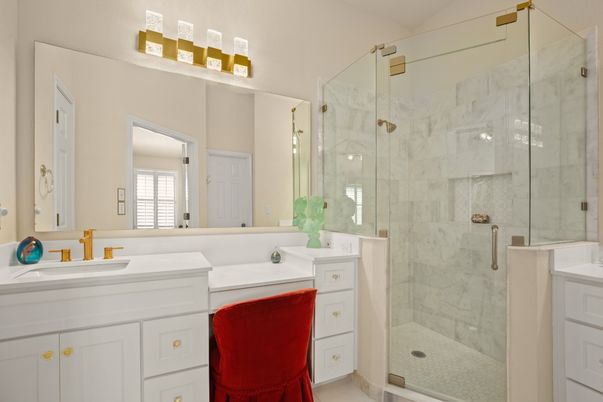 Bathroom, Glass Shower, Interior, Marble Walls