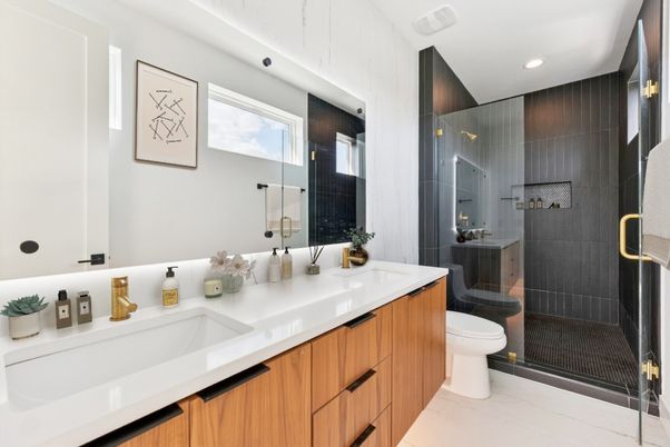 Bathroom, Dual Sink Vanities, Glass Shower, Interior, Recessed Lighting
