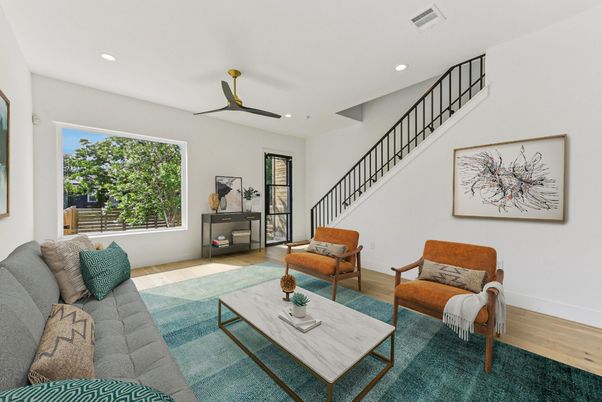 Interior, Living room, Recessed Lighting, Wood Texture Flooring