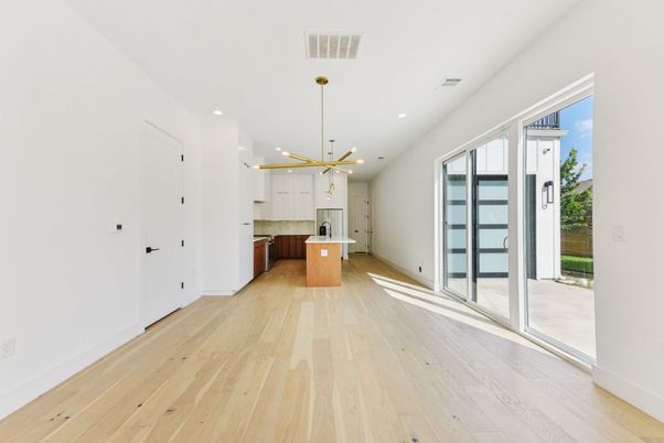 Interior, Kitchen, Pendant Lights, Recessed Lighting, Wood Texture Flooring