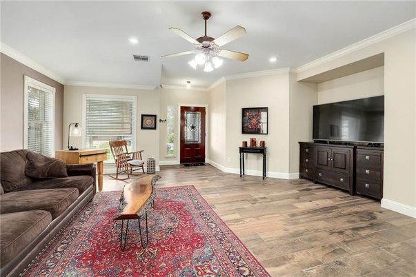 Interior, Living room, Recessed Lighting, Wood Texture Flooring