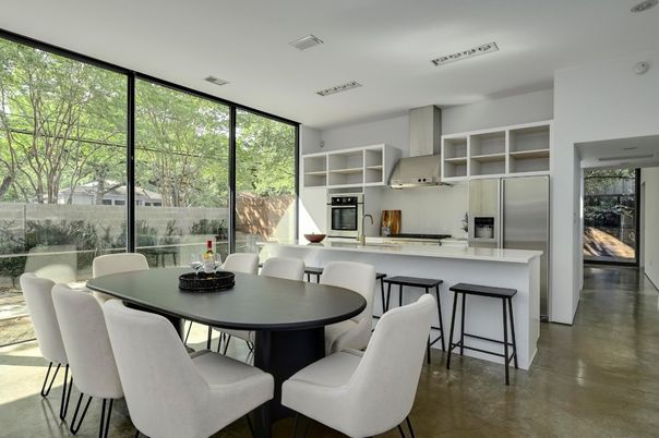 Dining room, Interior, Kitchen, Recessed Lighting, Stainless Steel Appliances