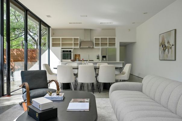 Dining room, Interior, Kitchen, Living room, Recessed Lighting