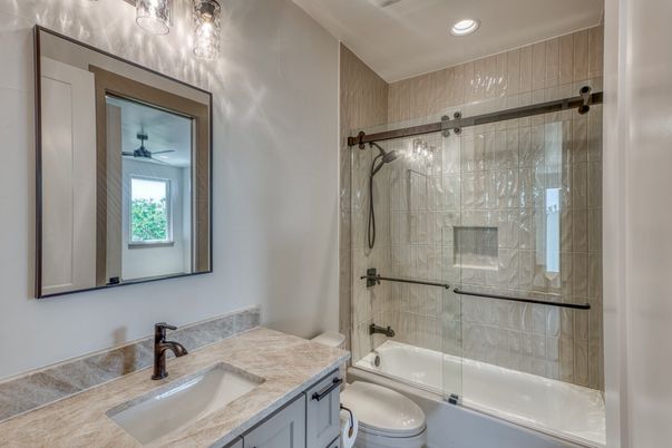 Bathroom, Glass Shower, Interior, Recessed Lighting
