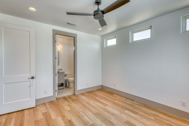 Bathroom, Empty room, Interior, Recessed Lighting, Wood Texture Flooring