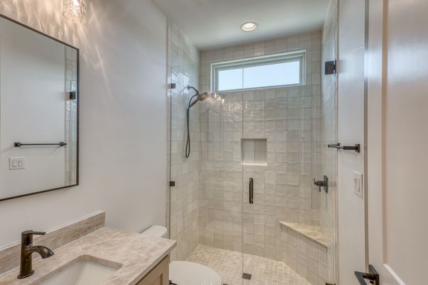 Bathroom, Glass Shower, Interior, Recessed Lighting