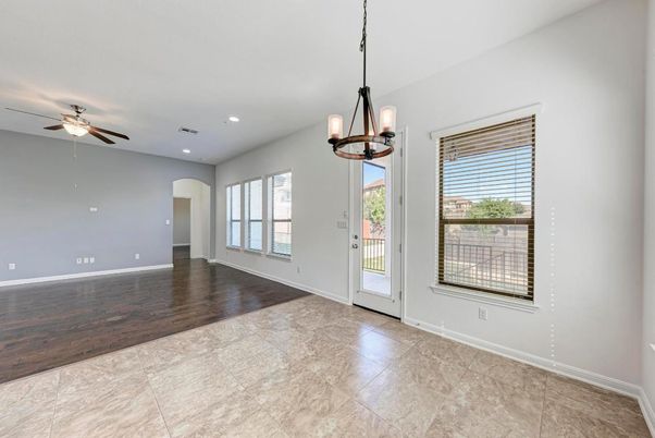 Chandelier, Empty room, Interior, Pendant Lights, Recessed Lighting, Wood Texture Flooring
