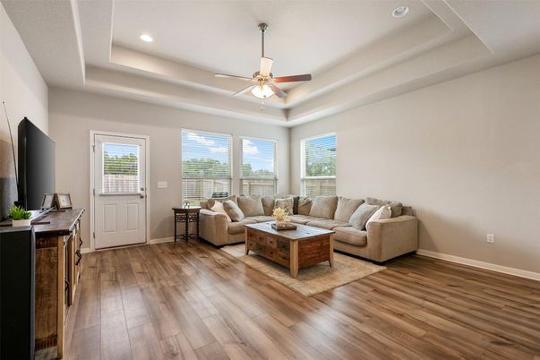 Interior, Living room, Recessed Lighting, Wood Texture Flooring