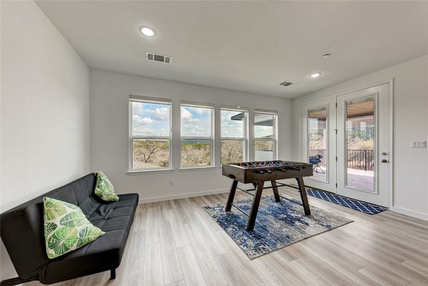 Game Room, Interior, Recessed Lighting, Wood Texture Flooring