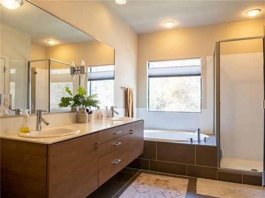 Bathroom, Dual Sink Vanities, Glass Shower, Interior, Recessed Lighting