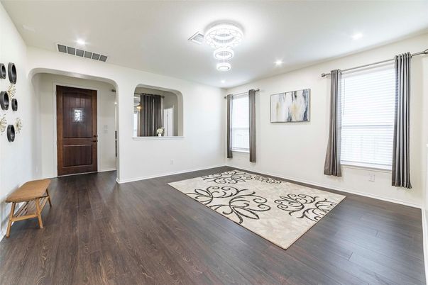 Empty room, Interior, Recessed Lighting, Wood Texture Flooring