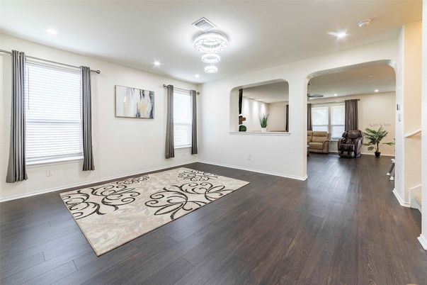 Chandelier, Interior, Recessed Lighting, Wood Texture Flooring