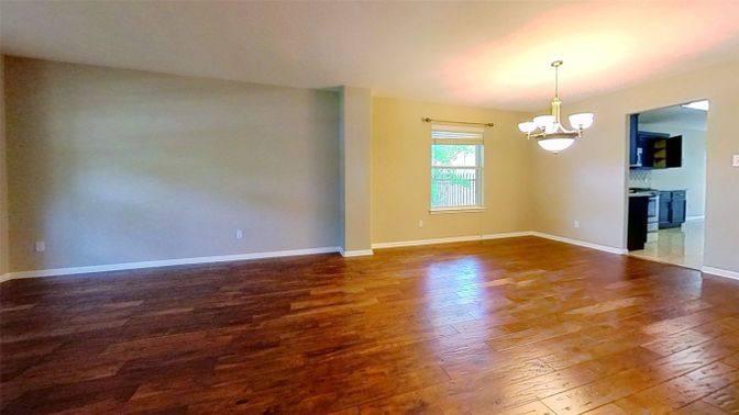 Chandelier, Empty room, Interior, Wood Texture Flooring